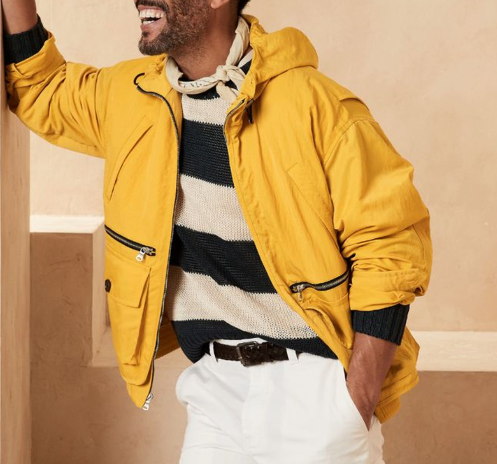 Banana Republic Yellow Hooded Fishing Wading Utility Jacket Mens XXL